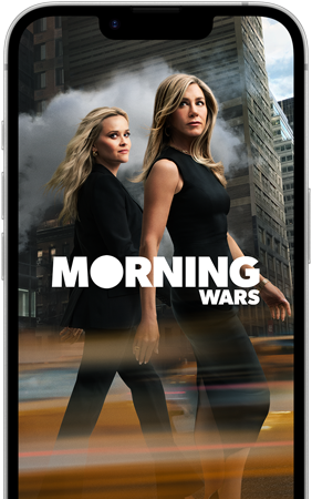iPhone 17e front screen showing the Apple TV series Morning Wars