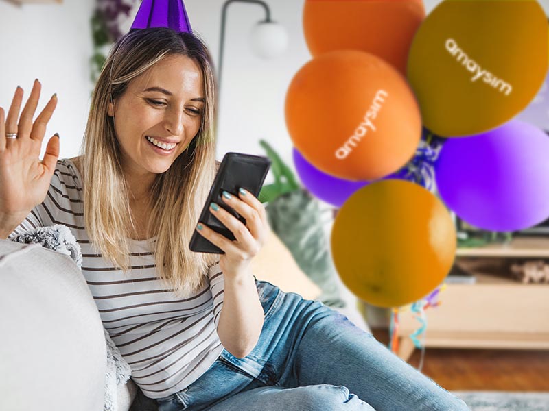 Woman using apps to plan party